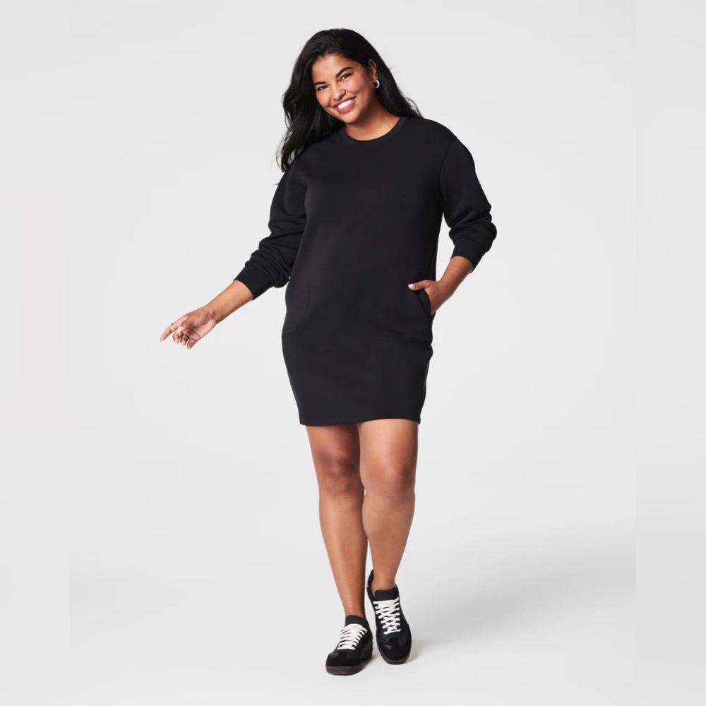 SPANX NWT Black Long-Sleeve Mini Sweatshirt Dress